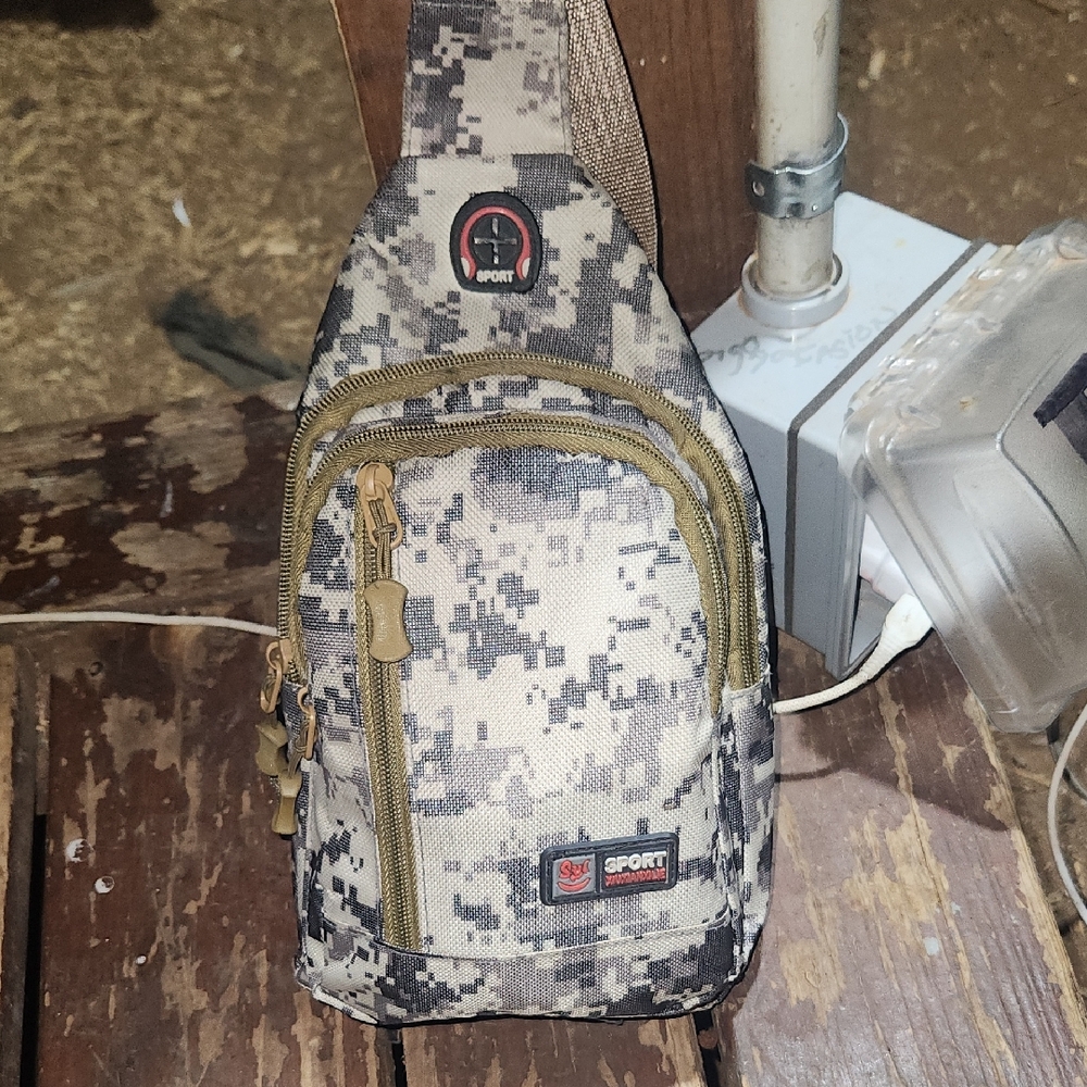 Sporto Digital Camo Sling Bag - Beige and Gray